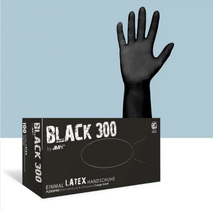 tattoo handschuhe schwarz BLACK 300 - Latexhandschuhe mit Überlänge